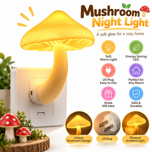 Led mushroom night light - mushroom,