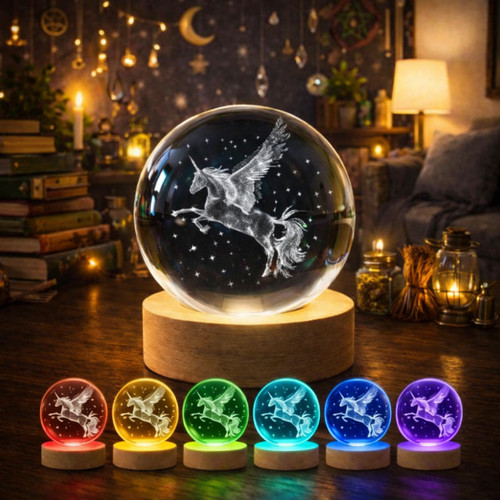 Unicorn crystal ball night - unicorn,