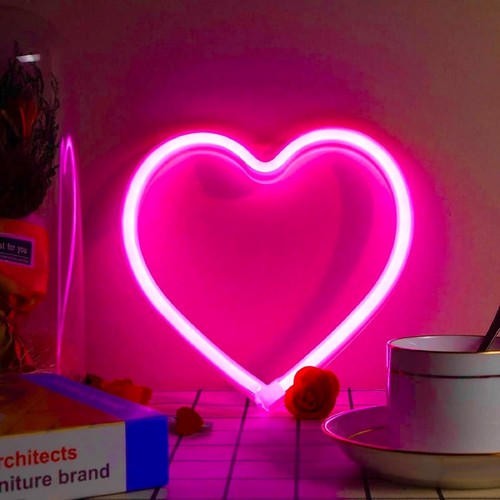Romantic pink neon heart led - pink,